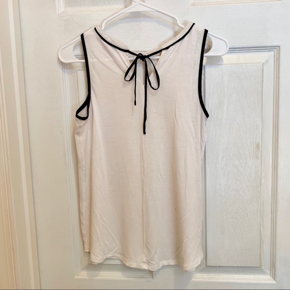Ann Taylor Loft White Tank Black Tie Size XSP - Picture 1 of 4